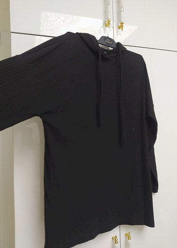 42 Beden siyah Renk Siyah Kapüşonlu Uzun Kollu Salaş Sweatshirt