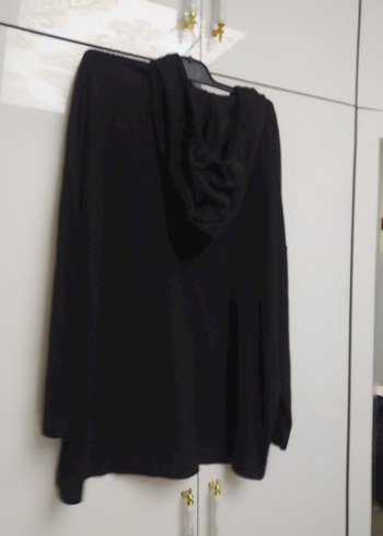 42 Beden Siyah Kapüşonlu Uzun Kollu Salaş Sweatshirt