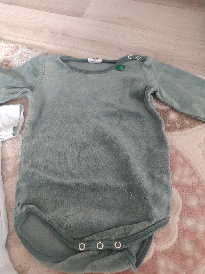 Gri Uzun Kollu Bebek Body ve kısa kollu zıbın - Görsel 3