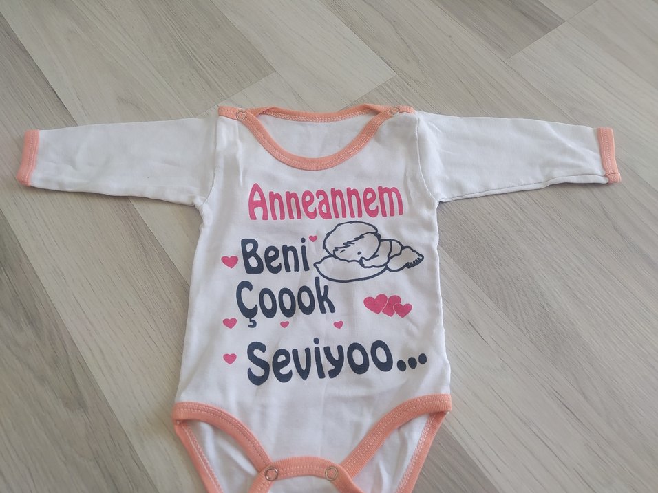 Uzun Kollu Pembe Bebek Body iki adet - Görsel 2