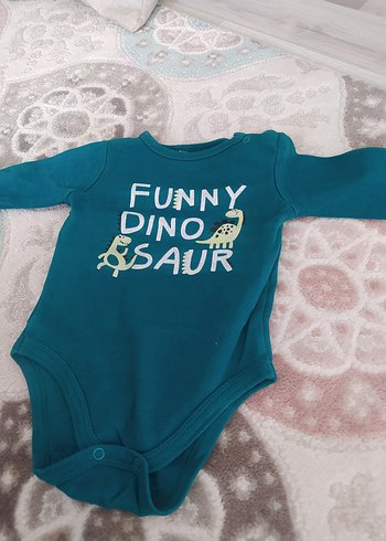 Uzun Kollu Yeşil Dinozor Baskılı Bebek Body iki adet - Görsel 5