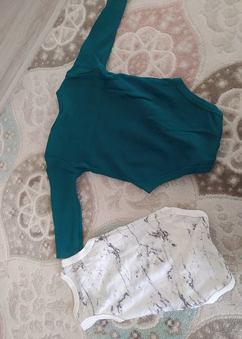 Uzun Kollu Yeşil Dinozor Baskılı Bebek Body iki adet - Görsel 3