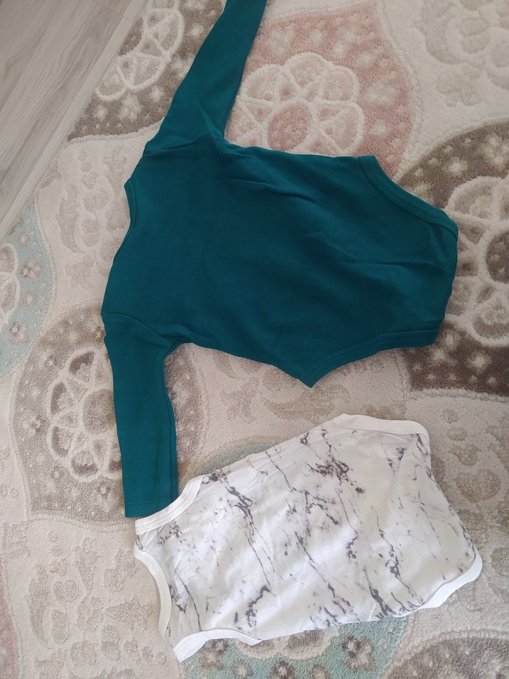 Uzun Kollu Yeşil Dinozor Baskılı Bebek Body iki adet - Görsel 3