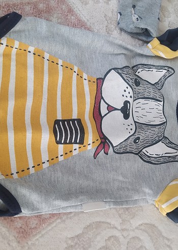 Gri Baskılı Uzun Kollu Bebek Body iki adet - Görsel 2