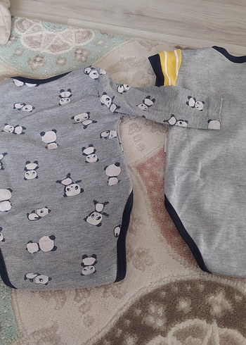 Gri Baskılı Uzun Kollu Bebek Body iki adet - Görsel 5