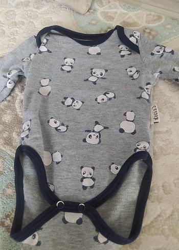 Gri Baskılı Uzun Kollu Bebek Body iki adet - Görsel 3