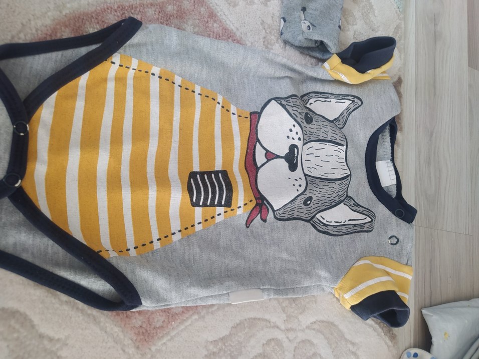 Gri Baskılı Uzun Kollu Bebek Body iki adet - Görsel 2