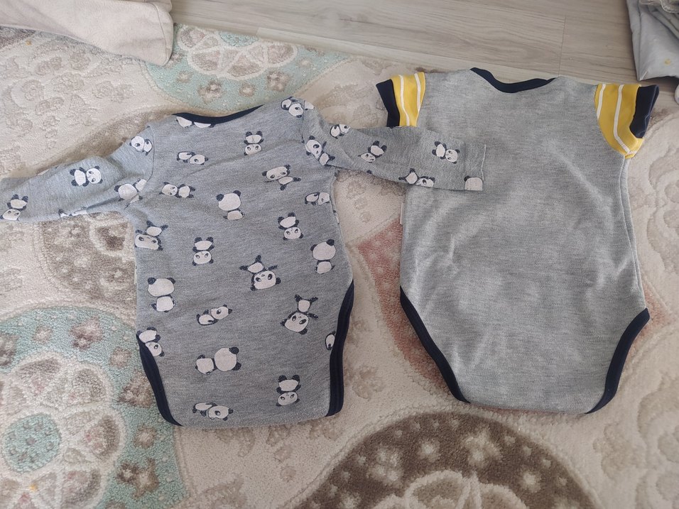 Gri Baskılı Uzun Kollu Bebek Body iki adet - Görsel 5