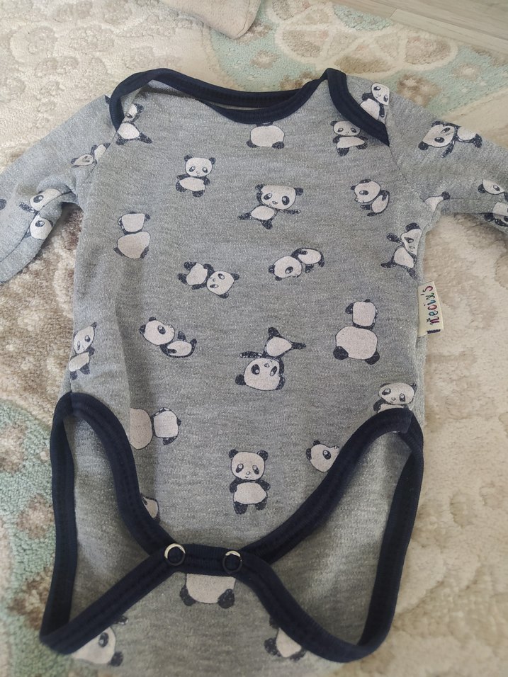 Gri Baskılı Uzun Kollu Bebek Body iki adet - Görsel 3