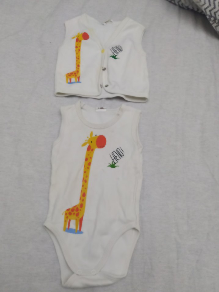 Düğmeli, Yüksek Yakalı Erkek Bebek zıbın ve elek - Görsel 3