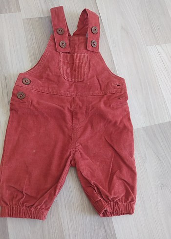Düğmeli Kırmızı Erkek Süet Salopet