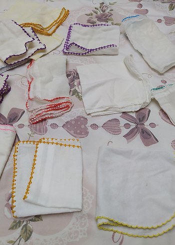 Dantel Detaylı Beyaz Bohem bebek ağız mendili 13 adet - Görsel 3