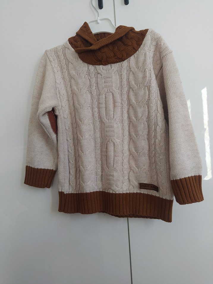 Erkek Çocuk Boğazlı Örgü Kazak+ bere - Görsel 2