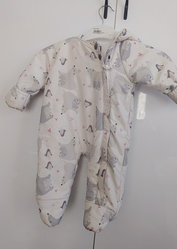 Gri Desenli Kürklü Bebek Tulumu sıcacık - Görsel 2