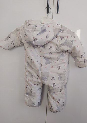 Gri Desenli Kürklü Bebek Tulumu sıcacık - Görsel 6