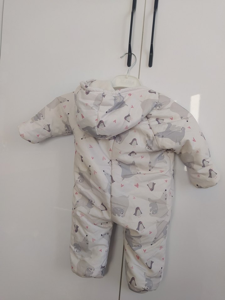 Gri Desenli Kürklü Bebek Tulumu sıcacık - Görsel 5