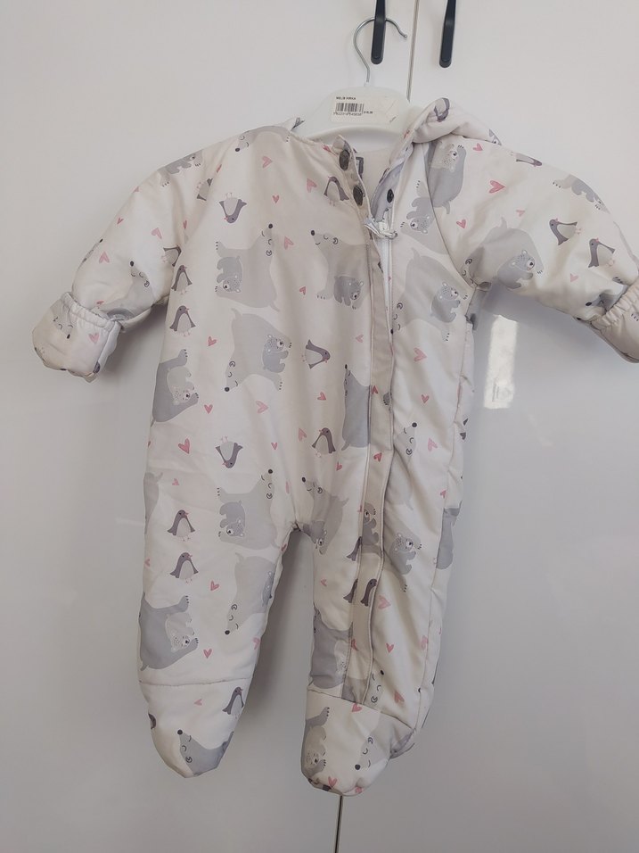 Gri Desenli Kürklü Bebek Tulumu sıcacık - Görsel 2