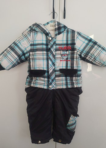 Mavi Ekose Desenli Erkek Bebek Kar Tulumu - Görsel 4