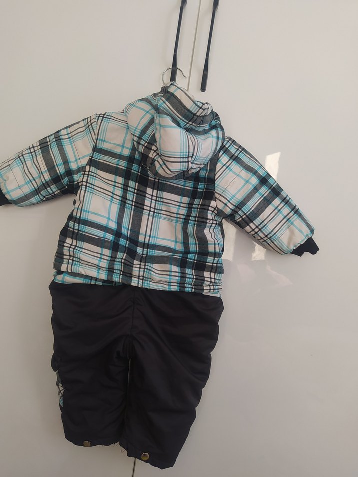 Mavi Ekose Desenli Erkek Bebek Kar Tulumu - Görsel 3