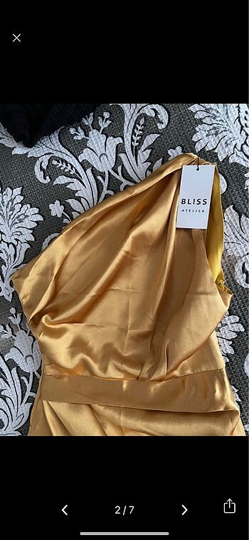 Diğer Bliss Atelier Gold Saten Elbise