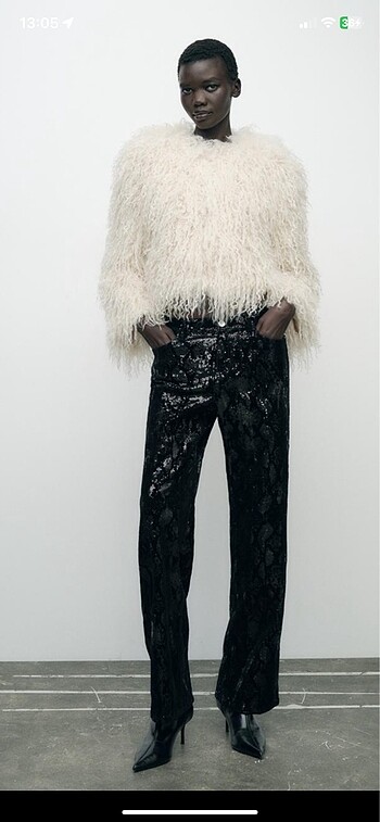 Zara pullu kadife jean