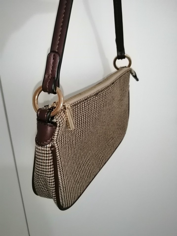 Bej Ekose Desenli Minimalist Kadın Çanta - Görsel 2