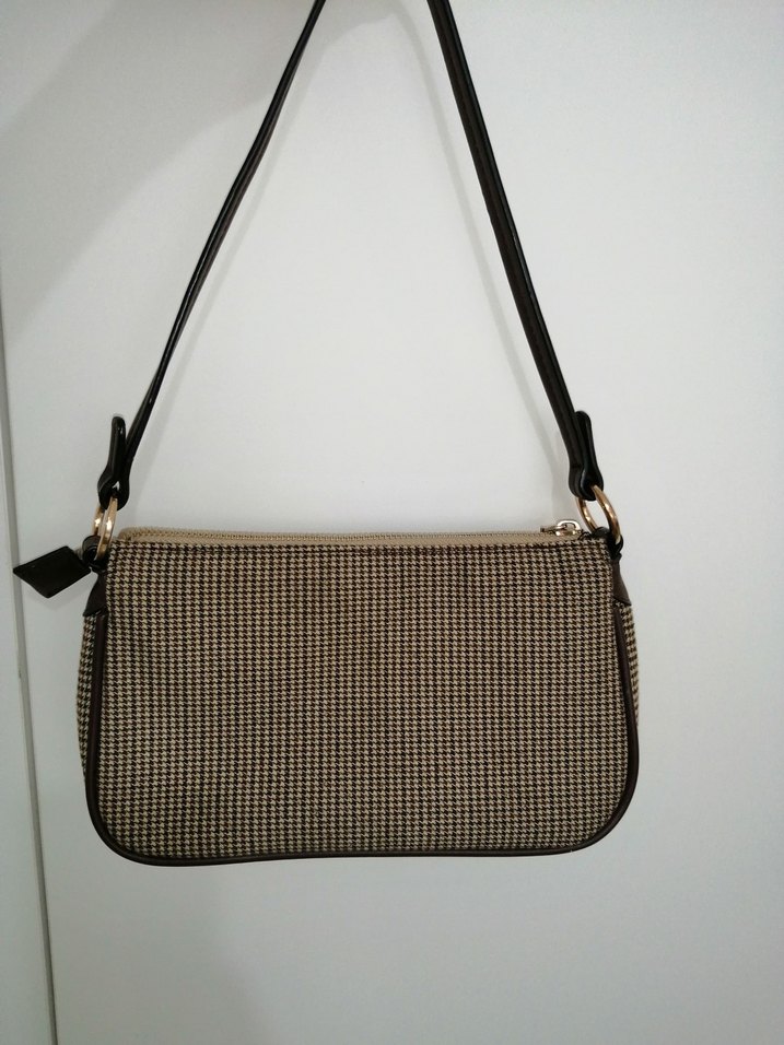 Bej Ekose Desenli Minimalist Kadın Çanta - Görsel 4