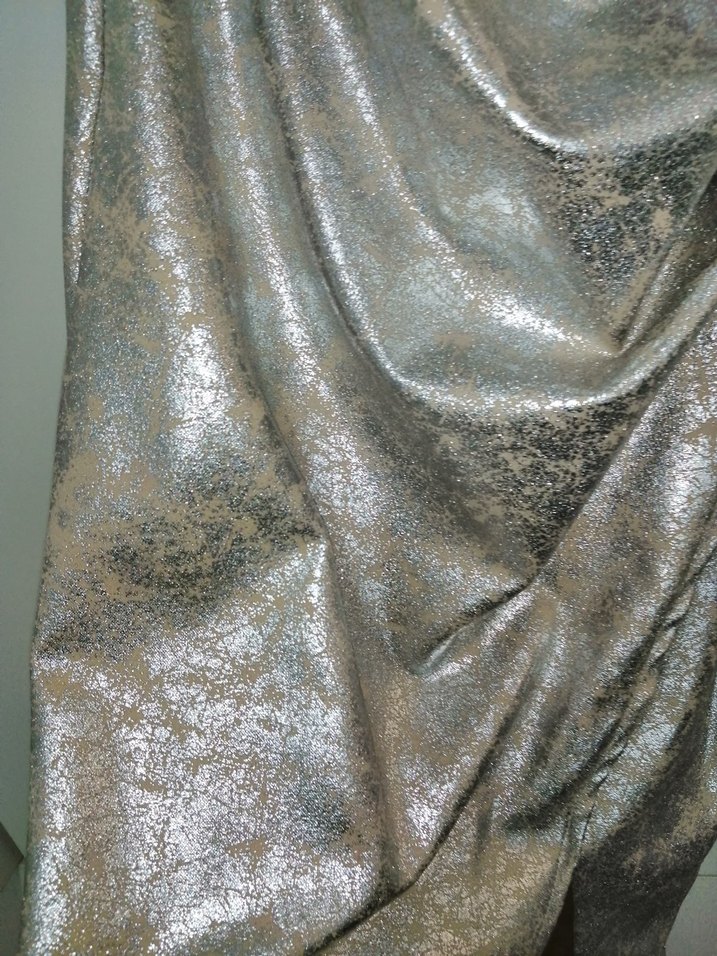 Parlak Gri Drapeli Midi Abiye Elbise - Görsel 4