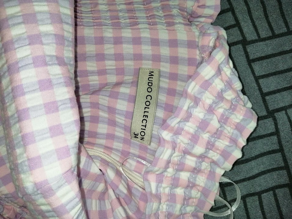 Mudo Pembe Kareli Askılı Elbise - Görsel 4