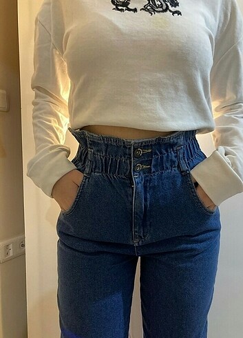 Büzgülü mom jeans 