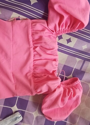 Mini arkası bağlamalı pembe elbise  - Görsel 8