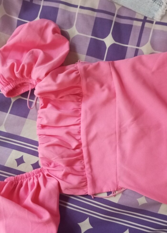 Mini arkası bağlamalı pembe elbise  - Görsel 2