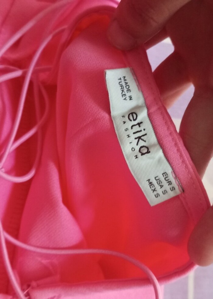 Mini arkası bağlamalı pembe elbise  - Görsel 4