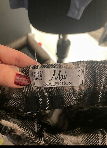 Ekose yüksek bel Pantalon  - Görsel 3