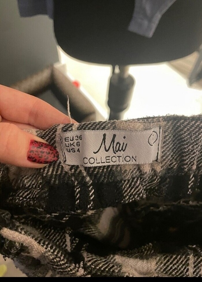 Ekose yüksek bel Pantalon  - Görsel 3