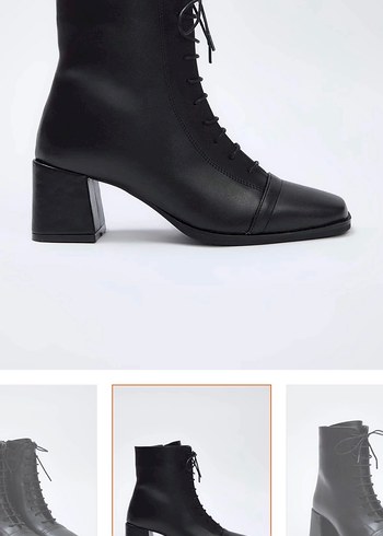 Trendyol Shoes bağcıklı kare burun kadın blok topuk yarım bot - Görsel 2