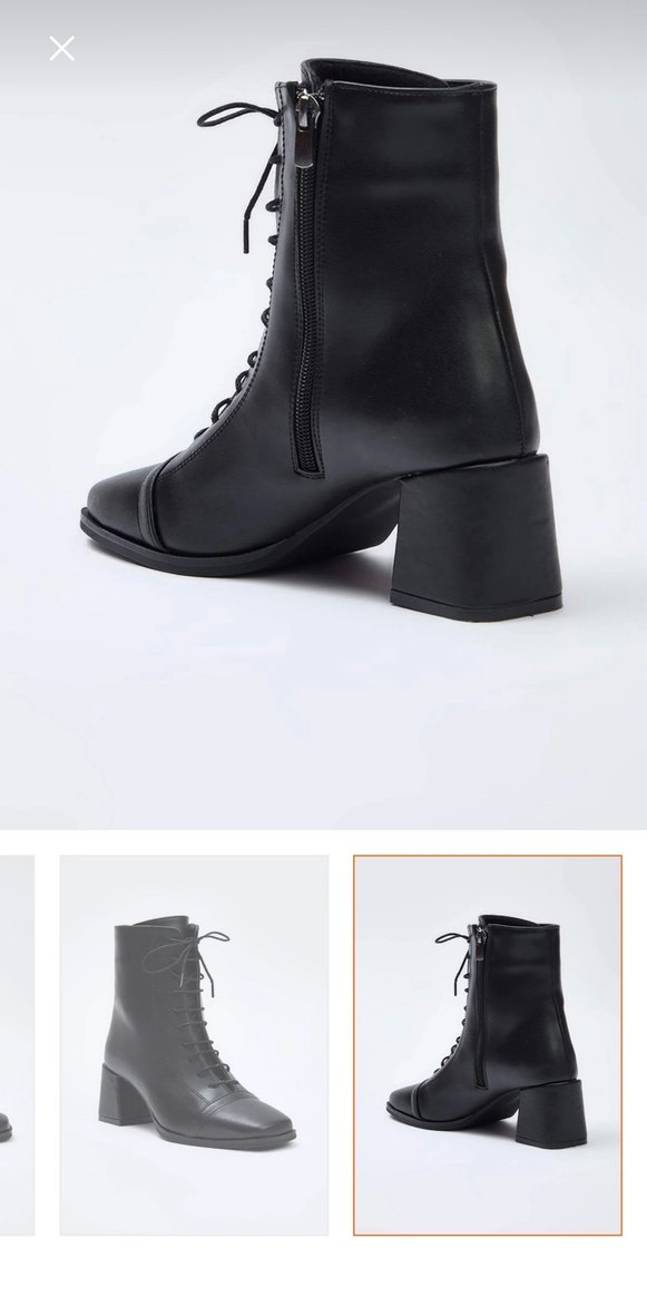 Trendyol Shoes bağcıklı kare burun kadın blok topuk yarım bot - Görsel 3