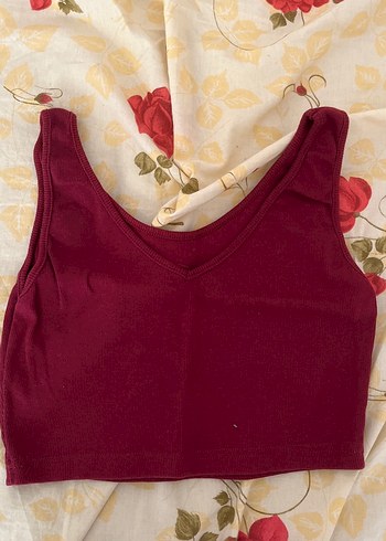 Diğer Bordo Kolsuz crop