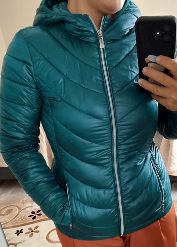 Fermuarlı Koyu Mavi Kadın Kışlık Mont