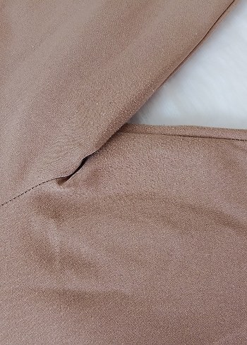 Bej Parlak Kadın Midi Kumaş Pantolon - Görsel 3