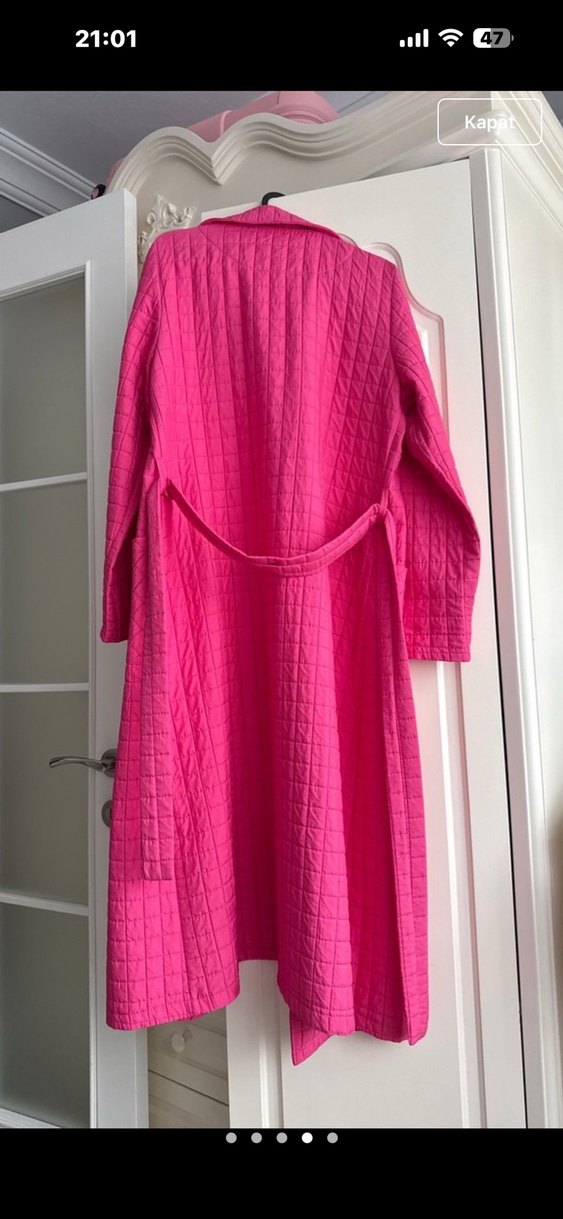 Pembe Uzun Kadın Kaban - Görsel 4