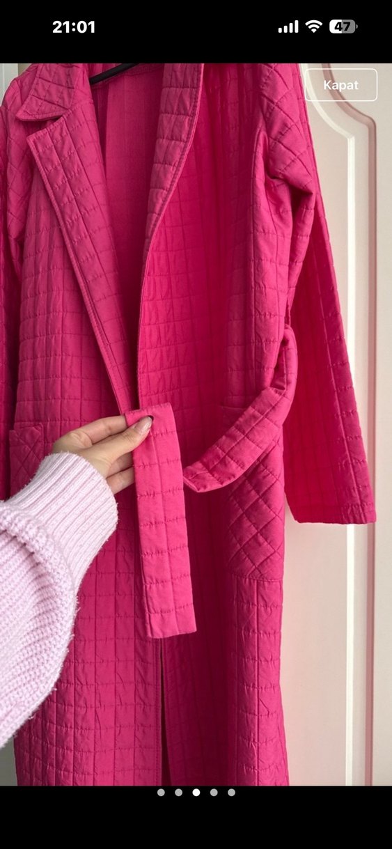 Pembe Uzun Kadın Kaban - Görsel 3