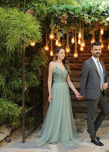 38 Beden Firuze rengi söz&Nisan elbisesi