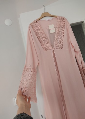 Pembe Uzun Kollu Bohem Kadın Sabahlık - Görsel 2