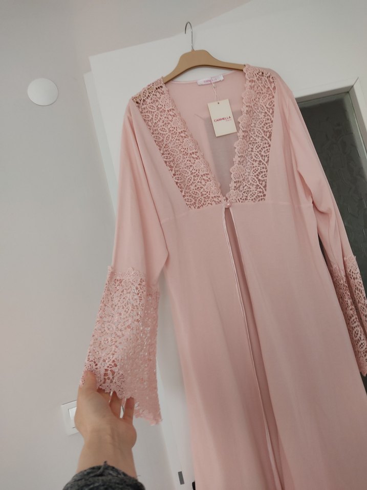 Pembe Uzun Kollu Bohem Kadın Sabahlık - Görsel 2