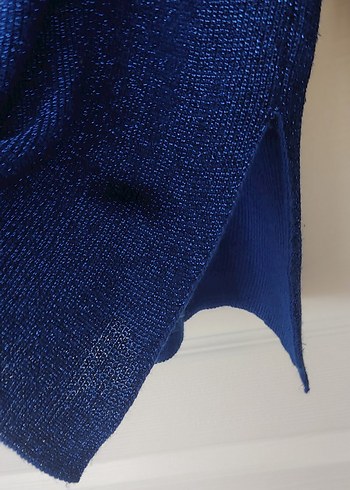 Mavi V Yaka Kadın Triko Kazak - Görsel 3