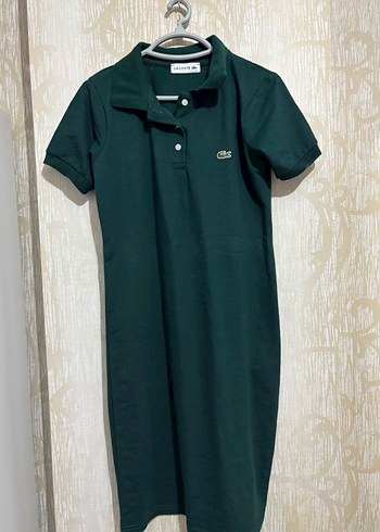 Yeşil Lacoste Kısa Kollu Midi Elbise