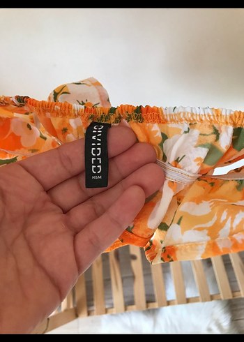 H&M Turuncu Çiçekli Volanlı Mini Bustiyer - Görsel 4