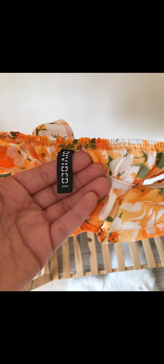 H&M Turuncu Çiçekli Volanlı Mini Bustiyer - Görsel 4