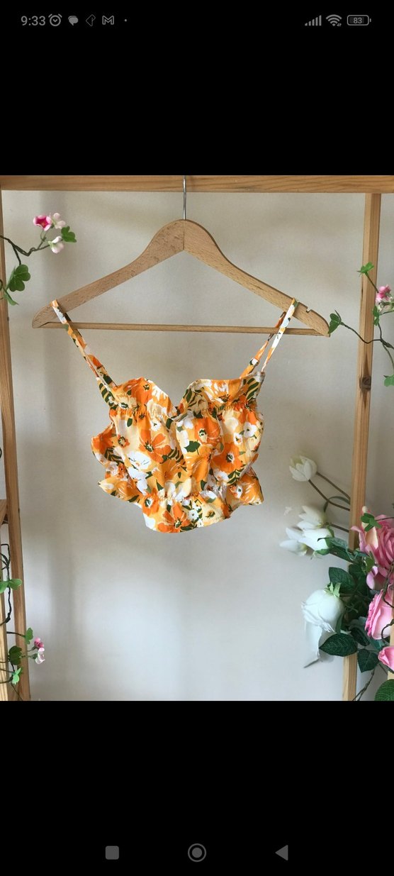 H&M Turuncu Çiçekli Volanlı Mini Bustiyer - Görsel 2